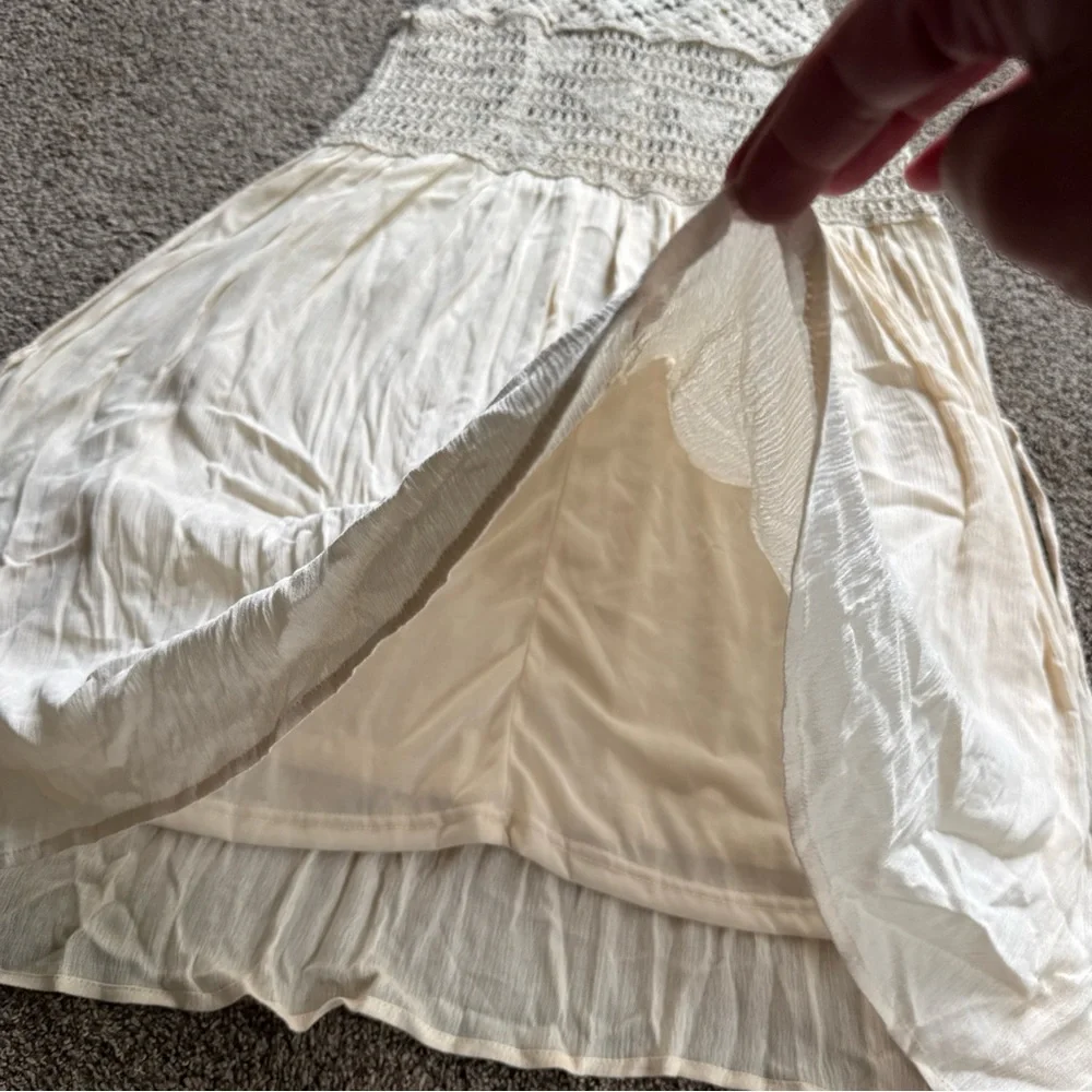 Hem & Thread Women’s Medium Cream Crochet Top Dress - Picture 13 of 13